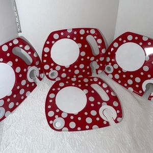 Lappertrays lot of 4 red white polka dot TV dinner